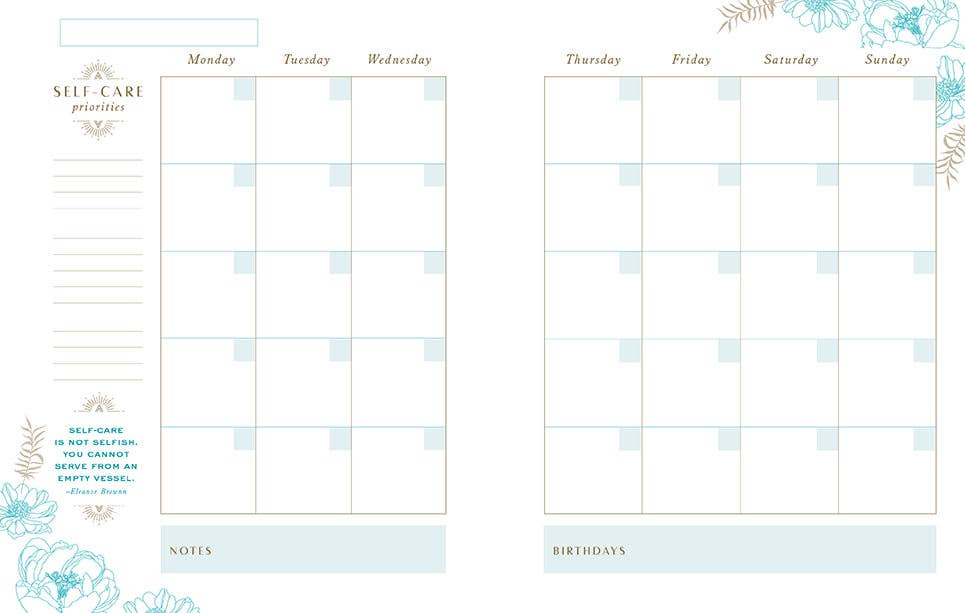 Self-Care 12-Month Undated Planner